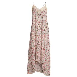 $468 Zadig & Voltaire Slip Dress Risty Anemone Floral Silk Maxi Lace Trim Medium